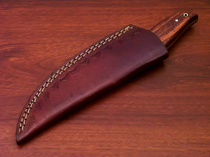 HS-817 Custom Handmade Damascus Skinner Knife With Hard Wood Handle