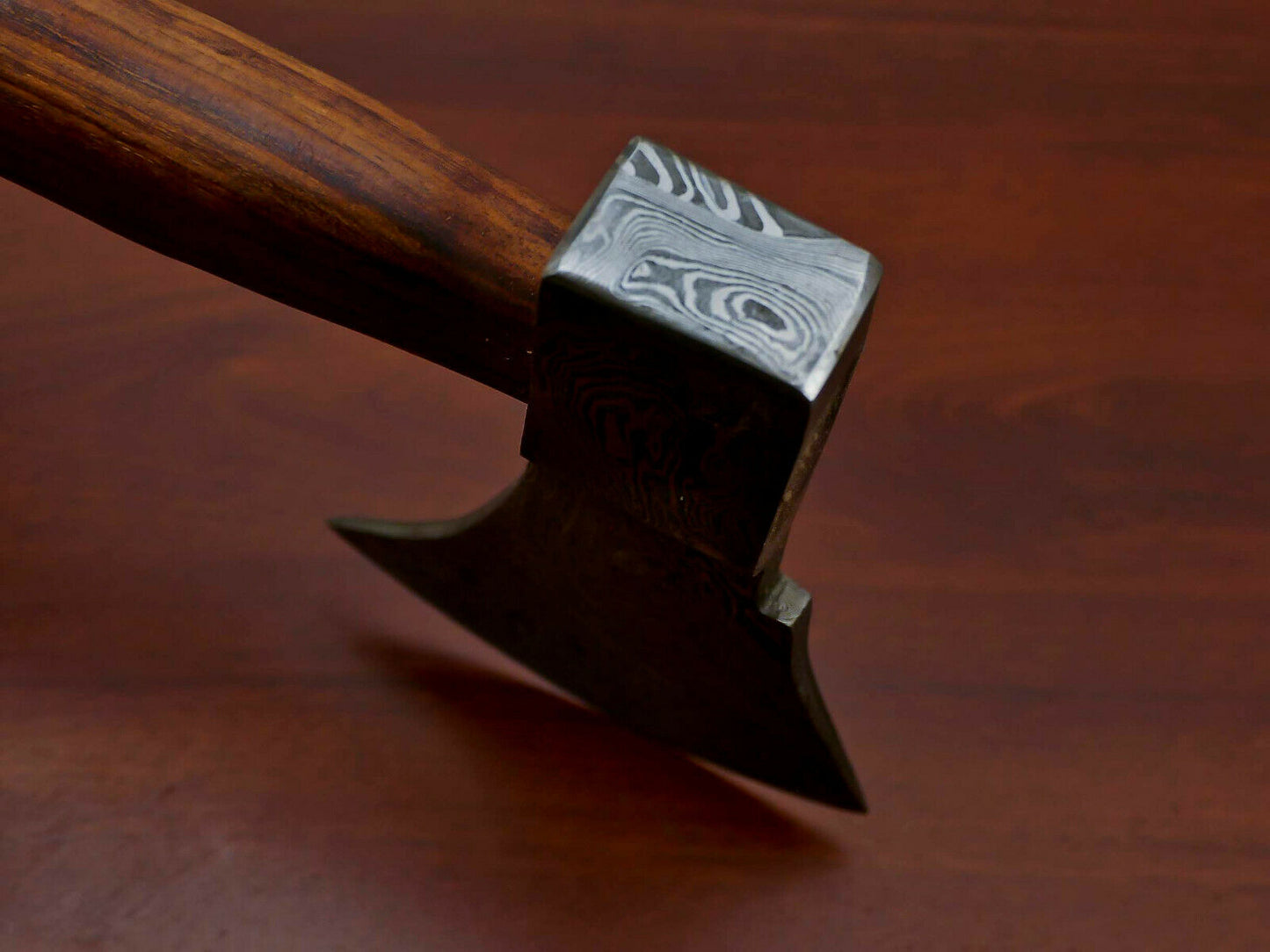 HS-1068 | Custom Handmade Damascus Hand Forged Tomahawk knife, Hatchet, Axe, Integral With Natural Wood