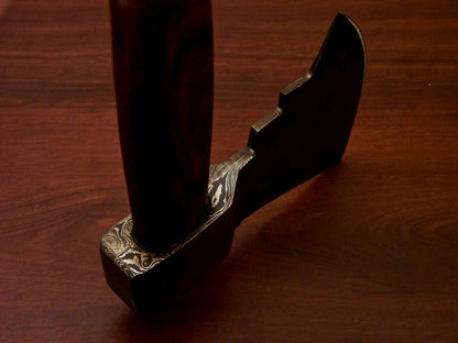 HS-1064 | Custom Handmade Damascus Hand Forged Tomahawk knife, Hatchet, Axe, Integral Natural Wood
