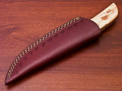 HS-809 Custom Handmade Damascus Skinner Knife With Wood Handle