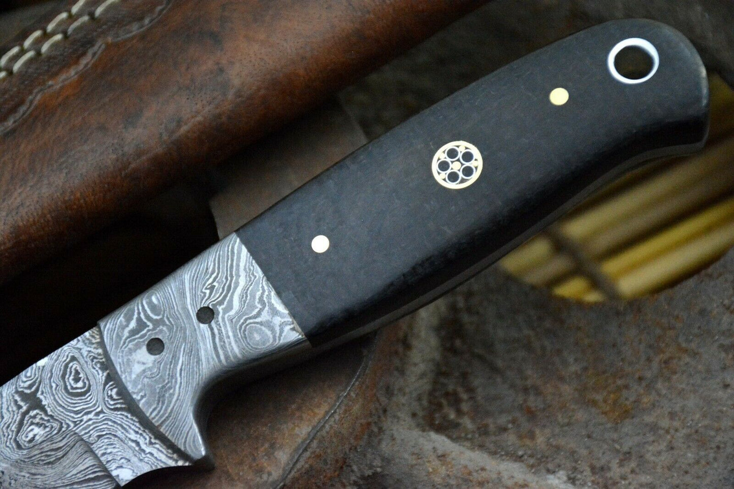HS-847 Custom Handmade Damascus Skinner Knife With G-10 Micarta Handle