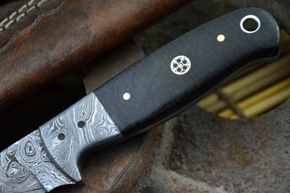 HS-847 Custom Handmade Damascus Skinner Knife With G-10 Micarta Handle