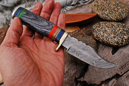 HS-503 Custom Handmade Damascus Hunting Knife With Hard Wood Handle