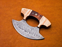 Load image into Gallery viewer, HS-1026 Damascus Ulu Knife, Damascus chef Knife, Christmas Gift, Hand Forged ulu Knife, Pizza Cutter, Handmade Knives, Pizza Axe, Gifts For Him
