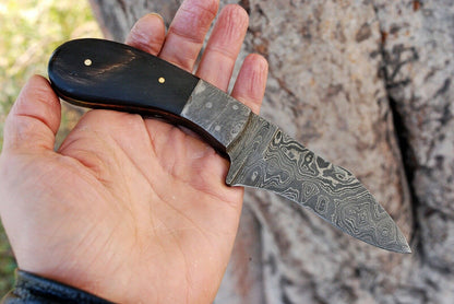 HS-729 Custom Handmade Damascus Steel Hunitng Knife - Buffalo Horn Handle
