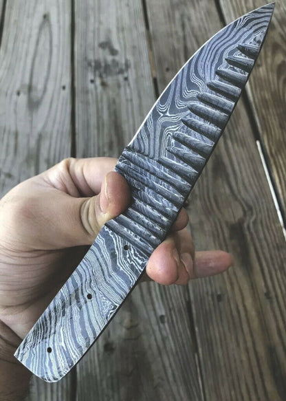 HS-462 Custom Handmade Damascus Hunting Blank Blade Knife - Overal 8 inch