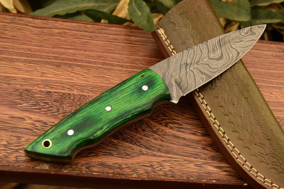 HS-836 Custom Handmade Damascus Skinner Knife With Hard Wood Handle