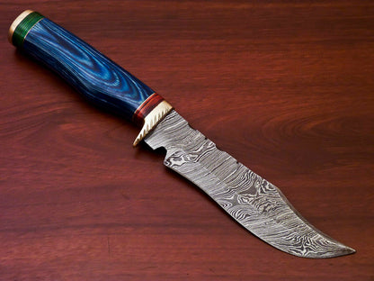 HS-510 Custom Handmade Damascus Hunting Knife With Hard Wood Handle