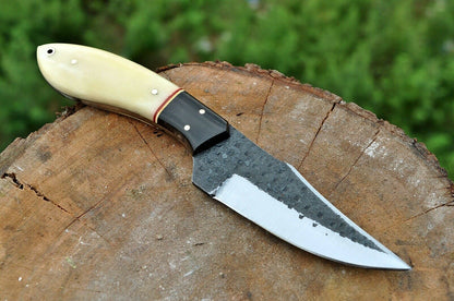 HS-741 Custom Handmade Railroad Steel Skinner Knife With Camel Bone & Hard Wood Handle