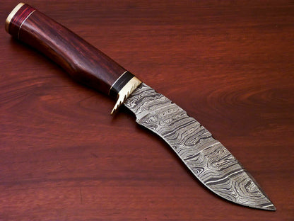 HS-521  Cutlery | Custom Handmade Damascus Hunting/Kukri Knife With Natural Wood Handle
