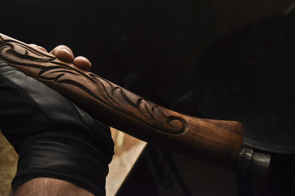 HS-1082 | Custom Handmade Damascus Smoking Tomahawk knife, Hatchet, Axe,Integral Natural Wood