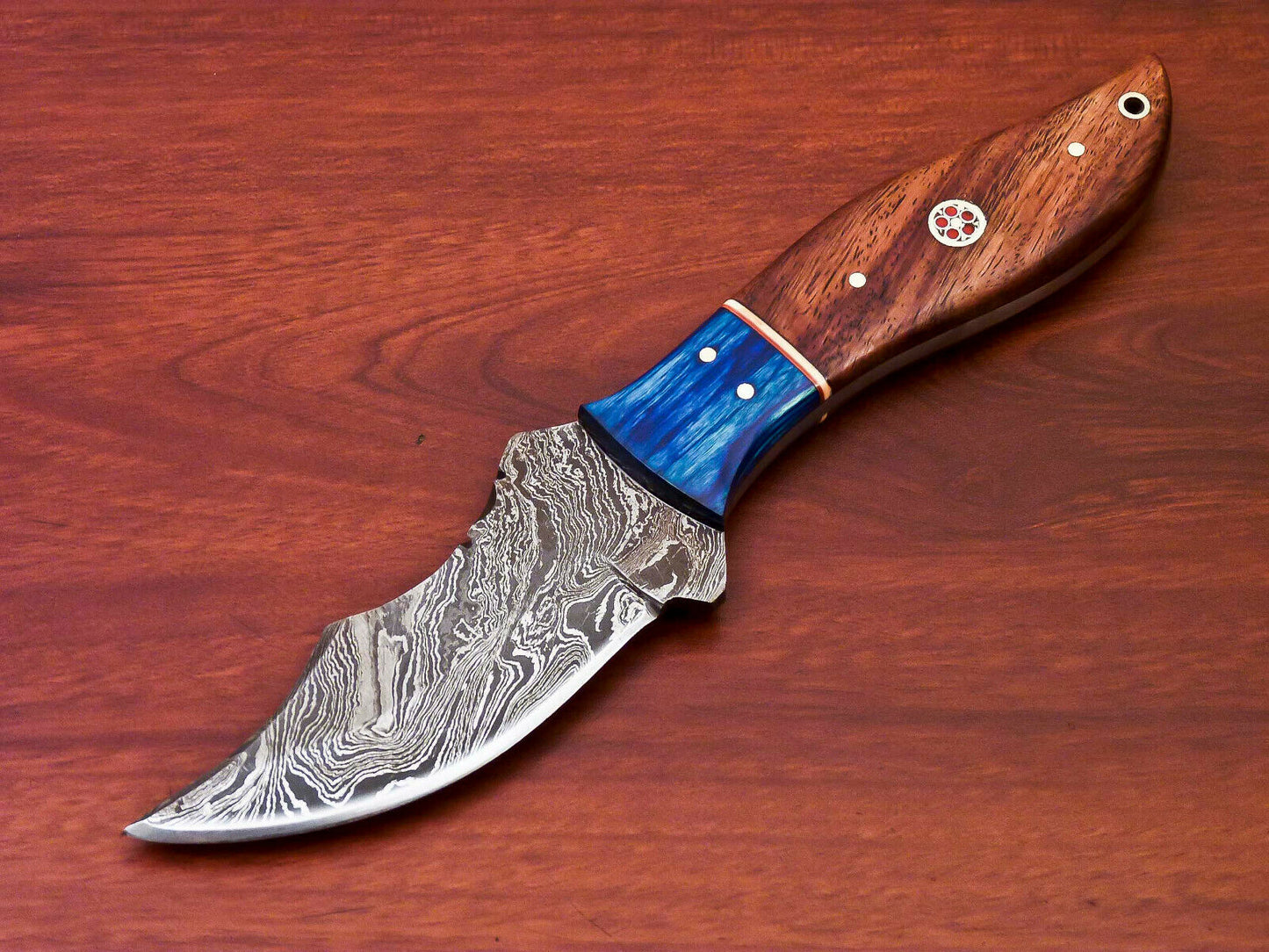 HS-817 Custom Handmade Damascus Skinner Knife With Hard Wood Handle
