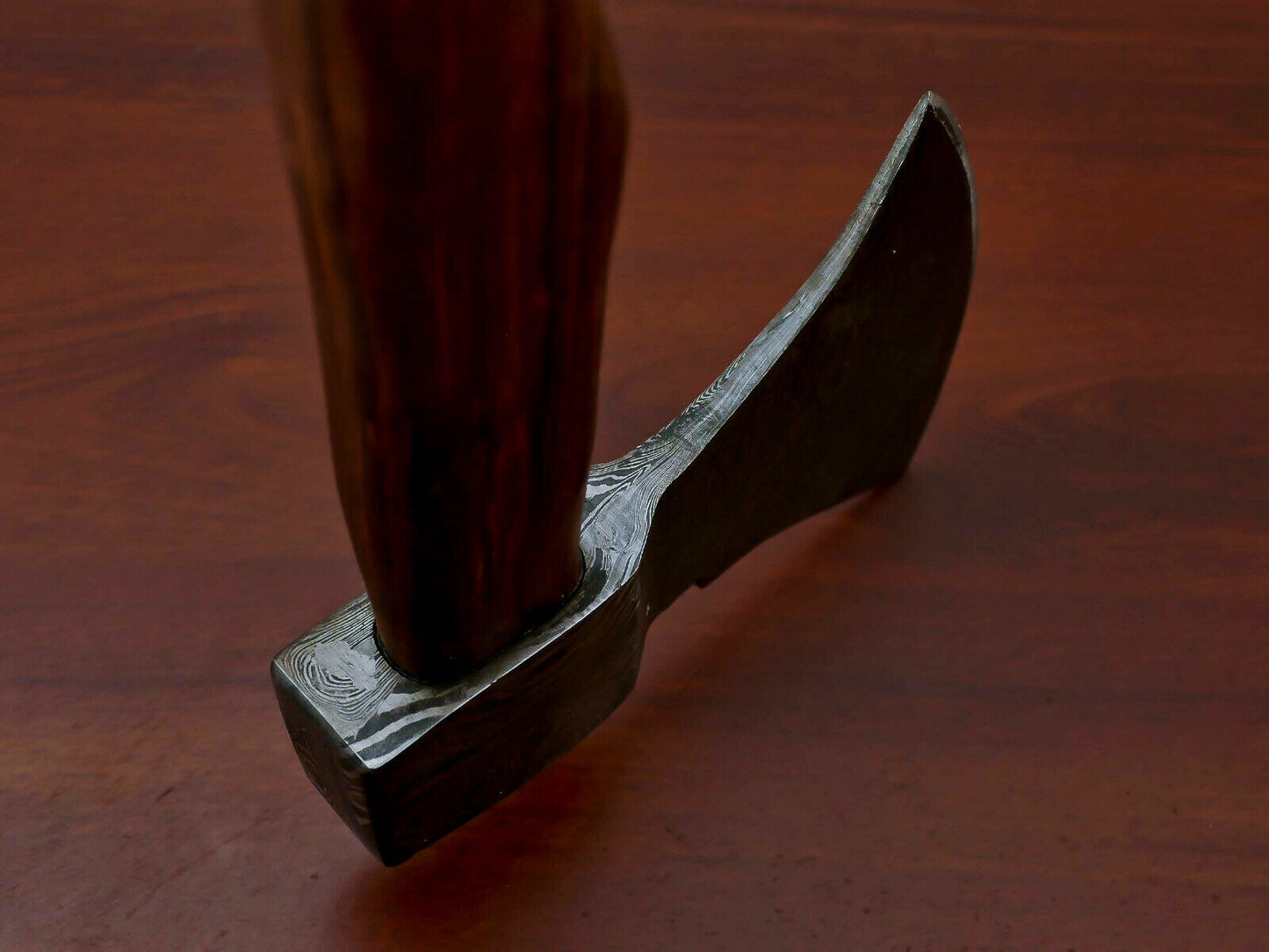 HS-1068 | Custom Handmade Damascus Hand Forged Tomahawk knife, Hatchet, Axe, Integral With Natural Wood