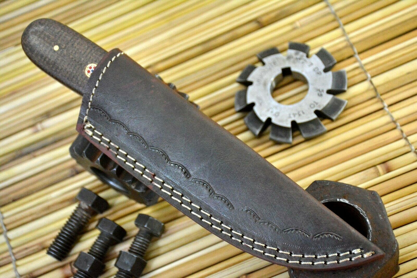 HS-849 Custom Handmade Damascus Skinner Knife - With Walnut Handle