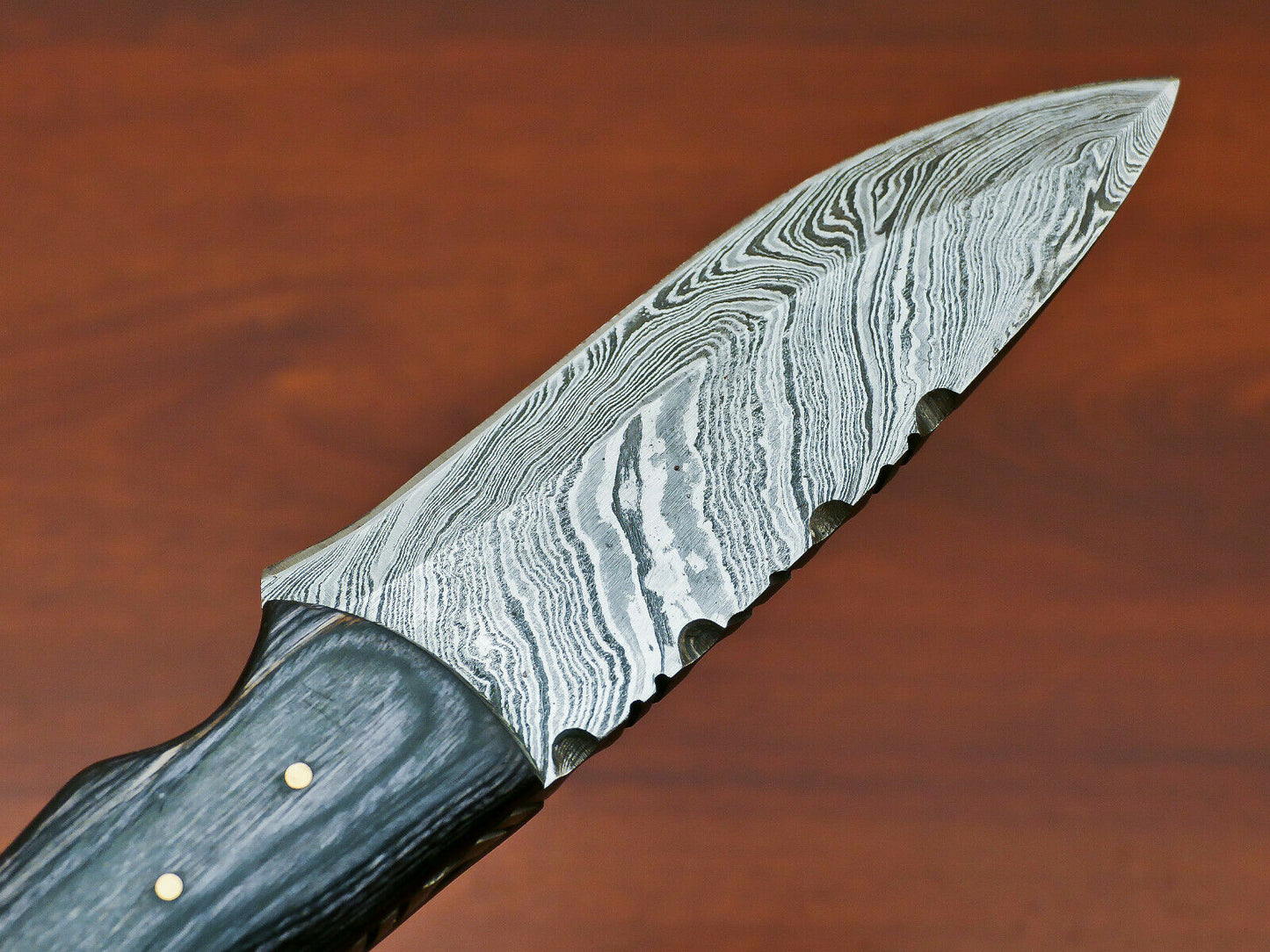 HS-808 Custom Handmade Damascus Skinner Knife With Custom Wood Handle