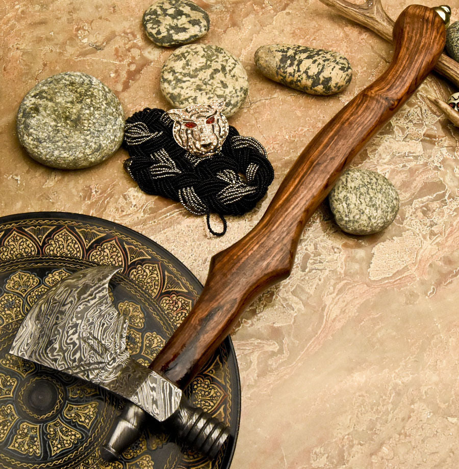 HS-1085 | Custom Handmade Damascus Tomahawk knife, Hatchet, Axe,Integral Hand Forged