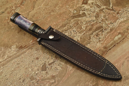 HS-867 Custom Handmade Damascus Dagger Knife With Stained Camel Bone Handle