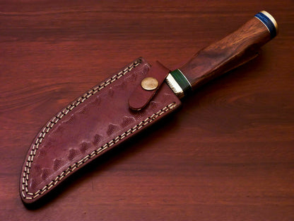 HS-524 Custom Handmade Damascus Hunting Knife Blade With Natural Wood Handle