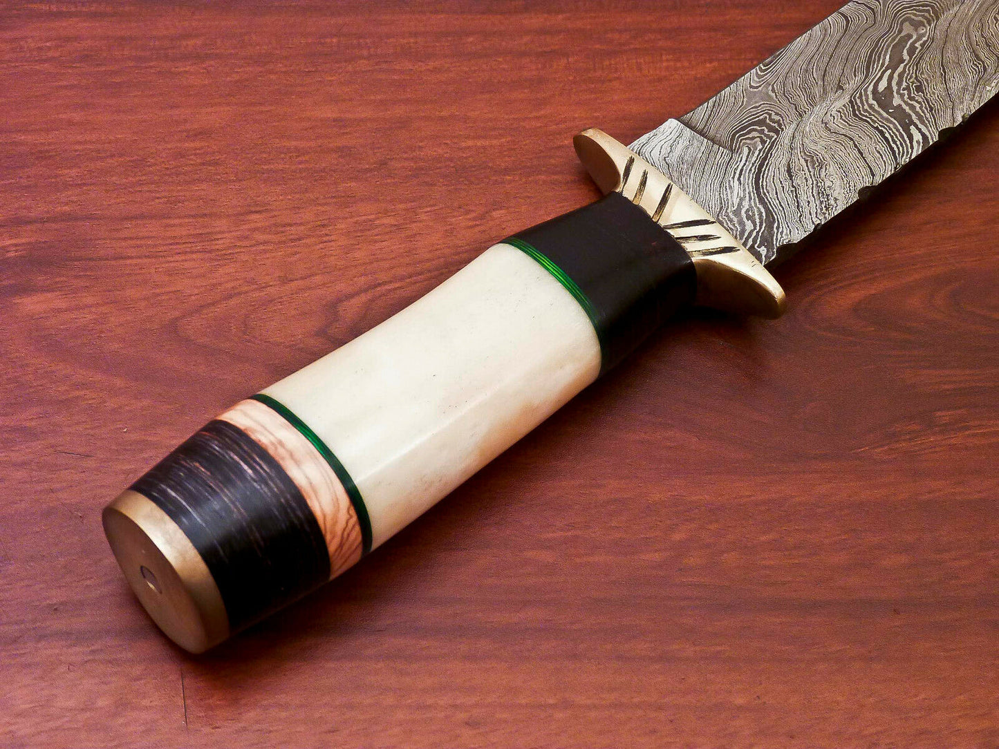 HS-526 Custom Handmade Damascus Hunting Knife Gut Hock Blade With Bone Handle