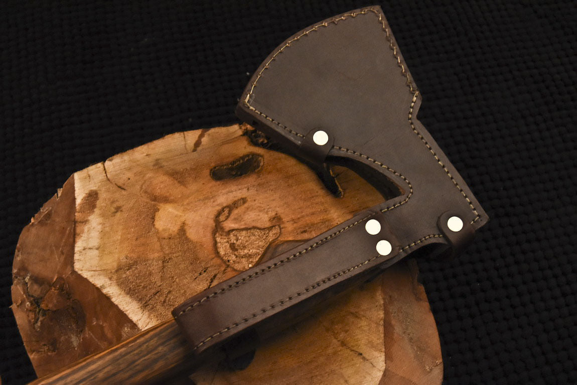 HS-1081 | Custom Handmade Damascus Hand Forged Tomahawk knife, Hatchet, Axe,Integral Natural Wood