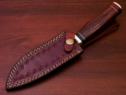 HS-521  Cutlery | Custom Handmade Damascus Hunting/Kukri Knife With Natural Wood Handle