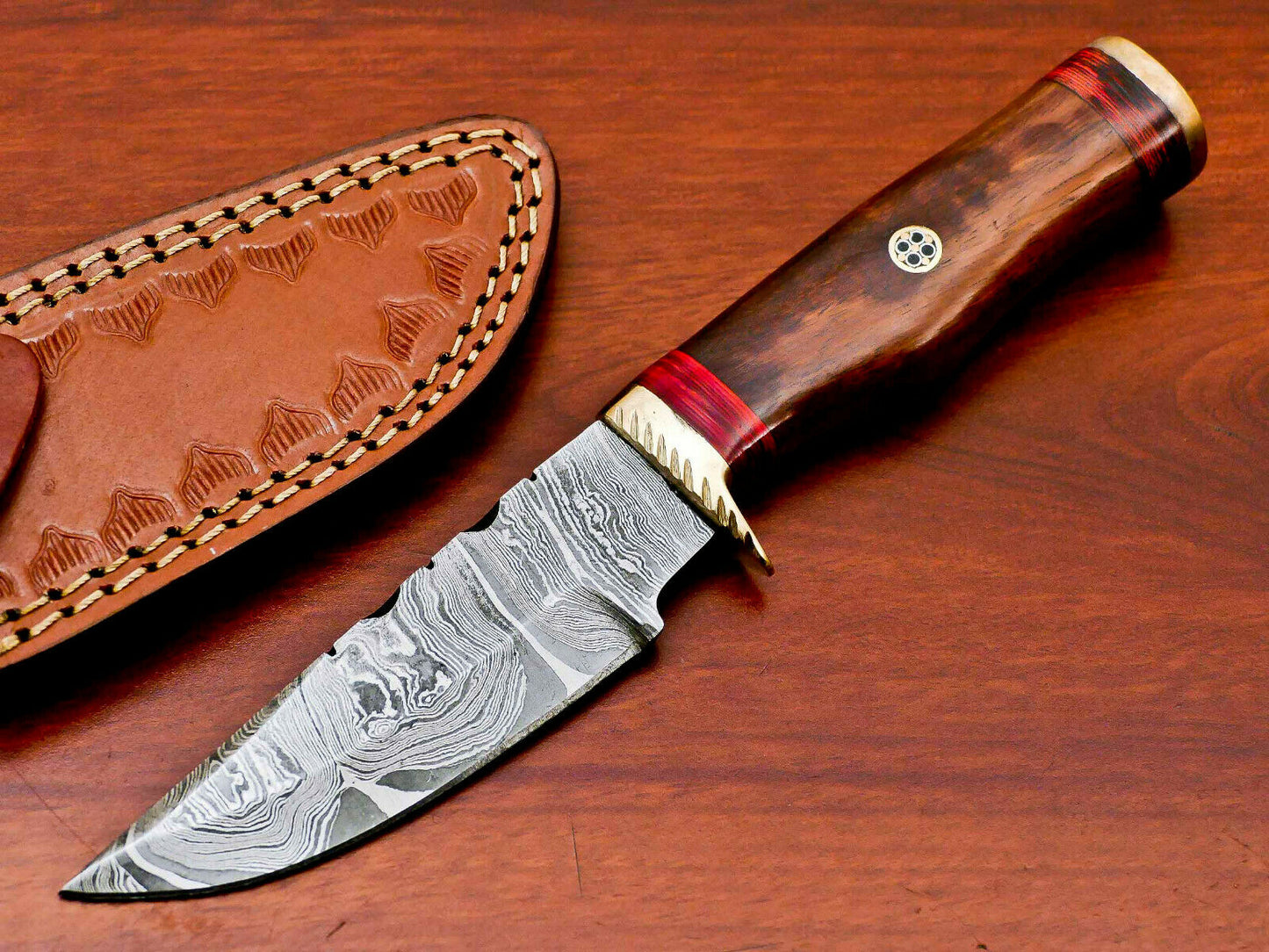 HS-514 Custom Handmade Damascus Hunting Edc Knife With Wood Handle