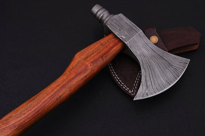 HS-1075 | Custom Handmade Damascus Hand Forged Tomahawk axe With Rose Wood