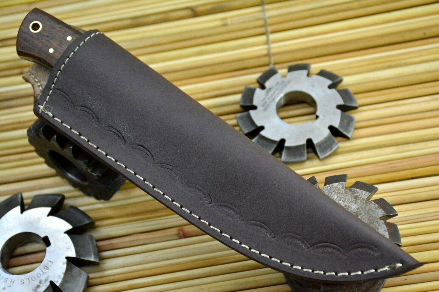 HS-846 Custom Handmade Damascus Skinner Knife With Walnut Wood Handle