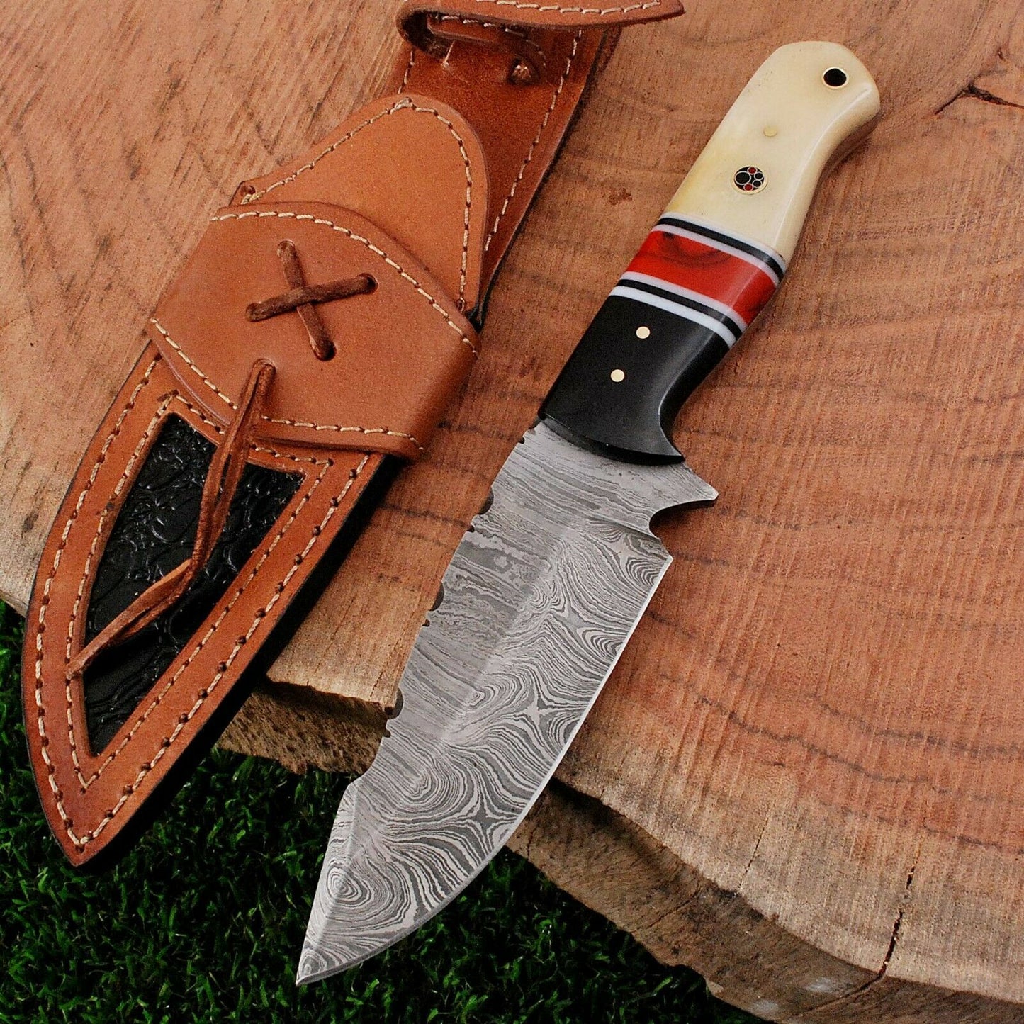 HS-363 '' 9.25" Handmade Damascus Steel Hunting Skinner Camping Knife