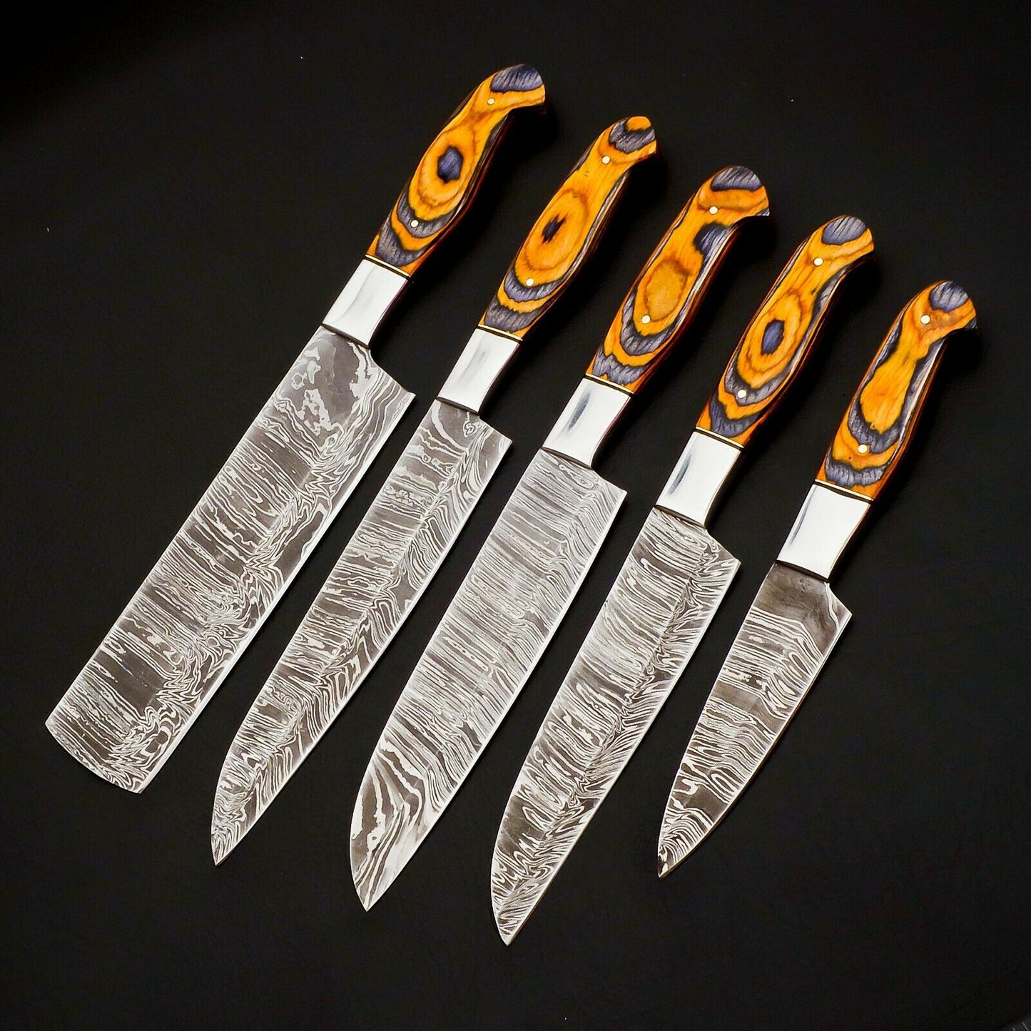 Damascus steel kitchen knife set 288 layers premium knives collection