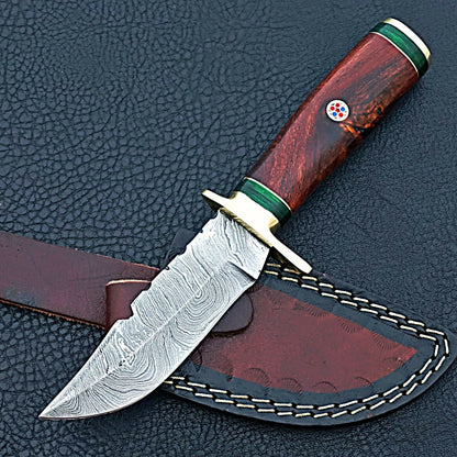 HS-421 | Custom Handmade Damascus Steel Hunting Knife - Beautiful Hard Wood Handle