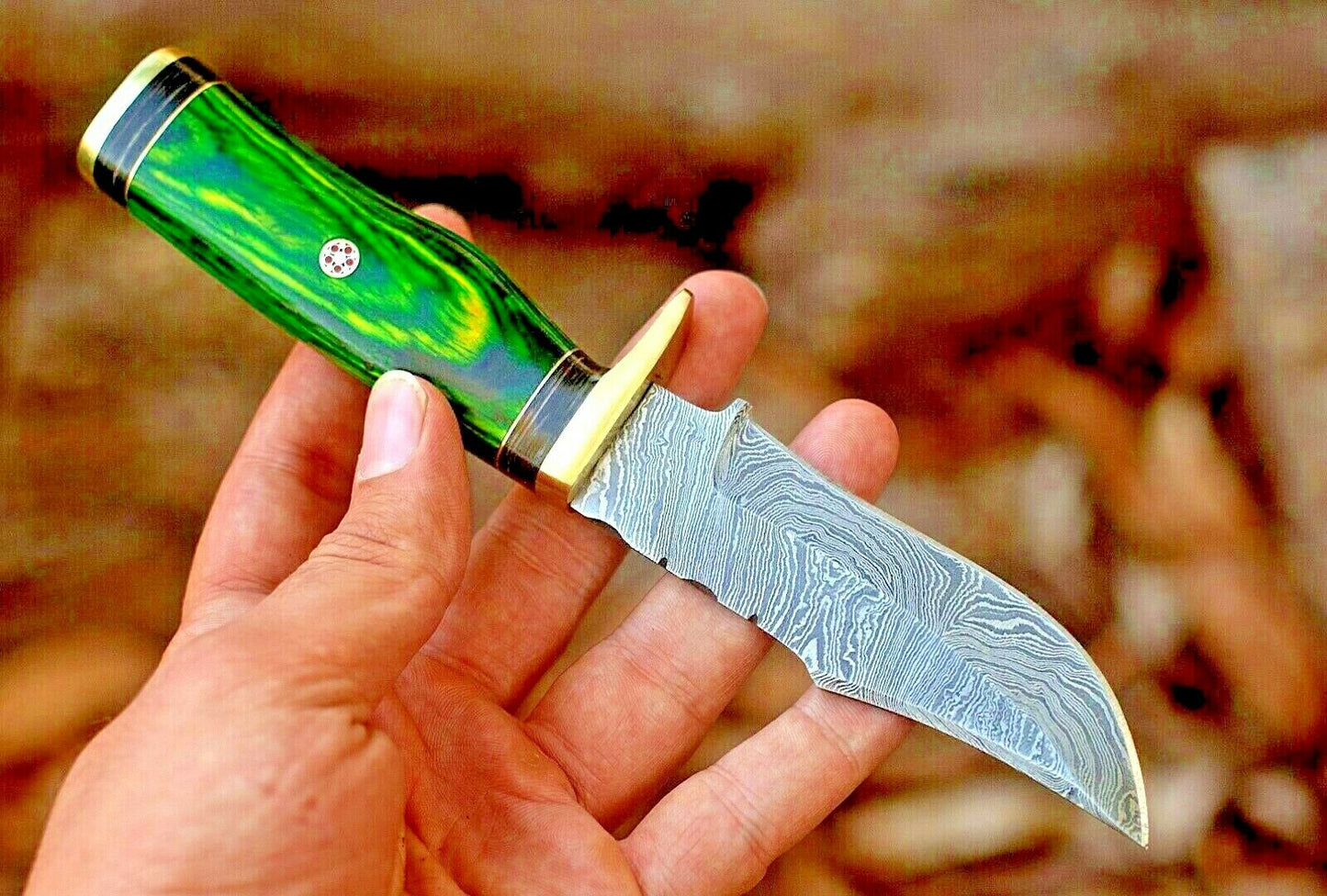 HS-762 Custom Handmade Damascus Steel Skinner knife With Hard Wood Handle Daily Carry