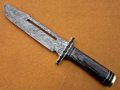 HS-470 Custom Handmade Damascus Steel Hunting Knife With Hard Wood Handle