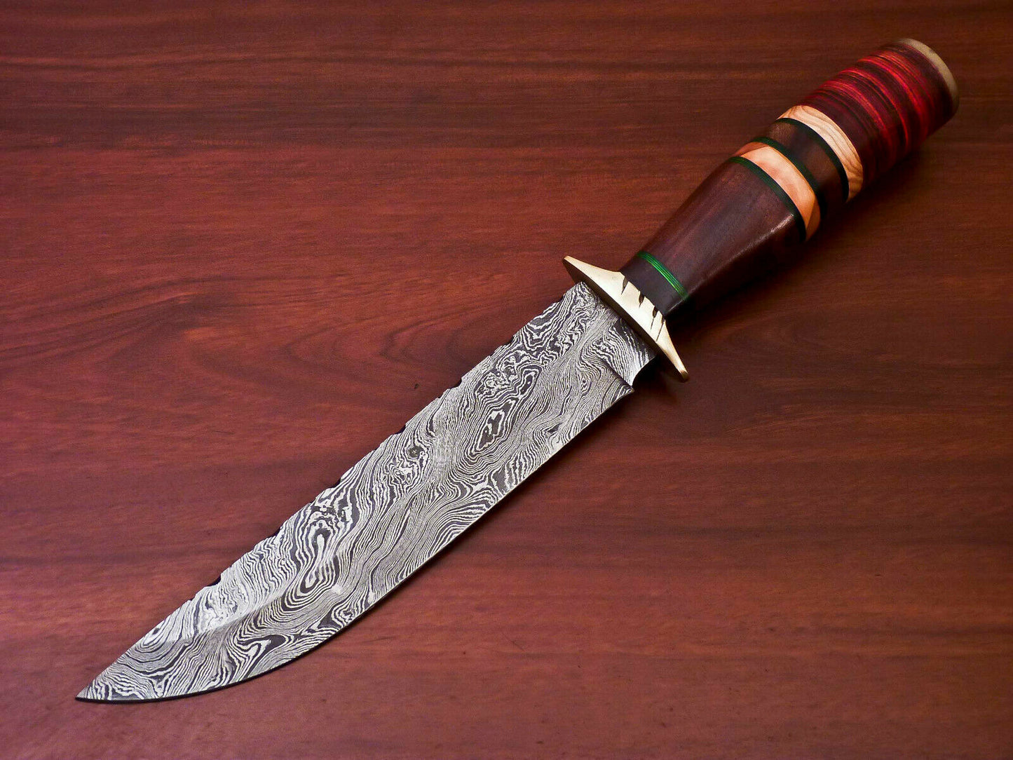 HS-512 Custom Handmade Damascus Hunting Knife With Bone & Wood Handle