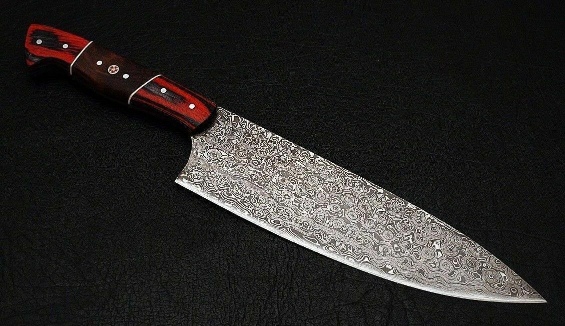HS-456 Custom Handmade Damascus Kitchen/Chef Knife - Rose Wood Handle - Best Price