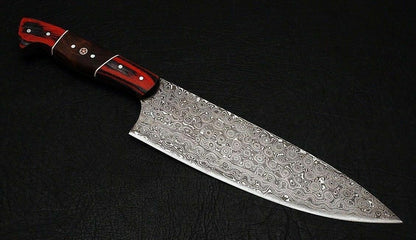 HS-456 Custom Handmade Damascus Kitchen/Chef Knife - Rose Wood Handle - Best Price