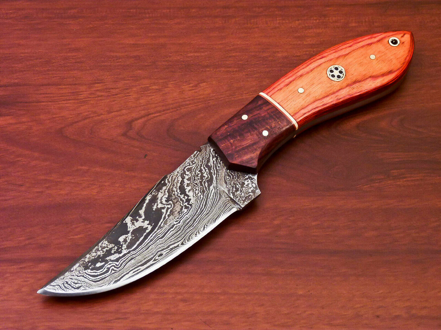 HS-816 Custom Handmade Damascus Skinner Knife With Wood Handle