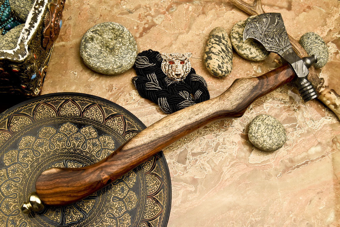 HS-1085 | Custom Handmade Damascus Tomahawk knife, Hatchet, Axe,Integral Hand Forged