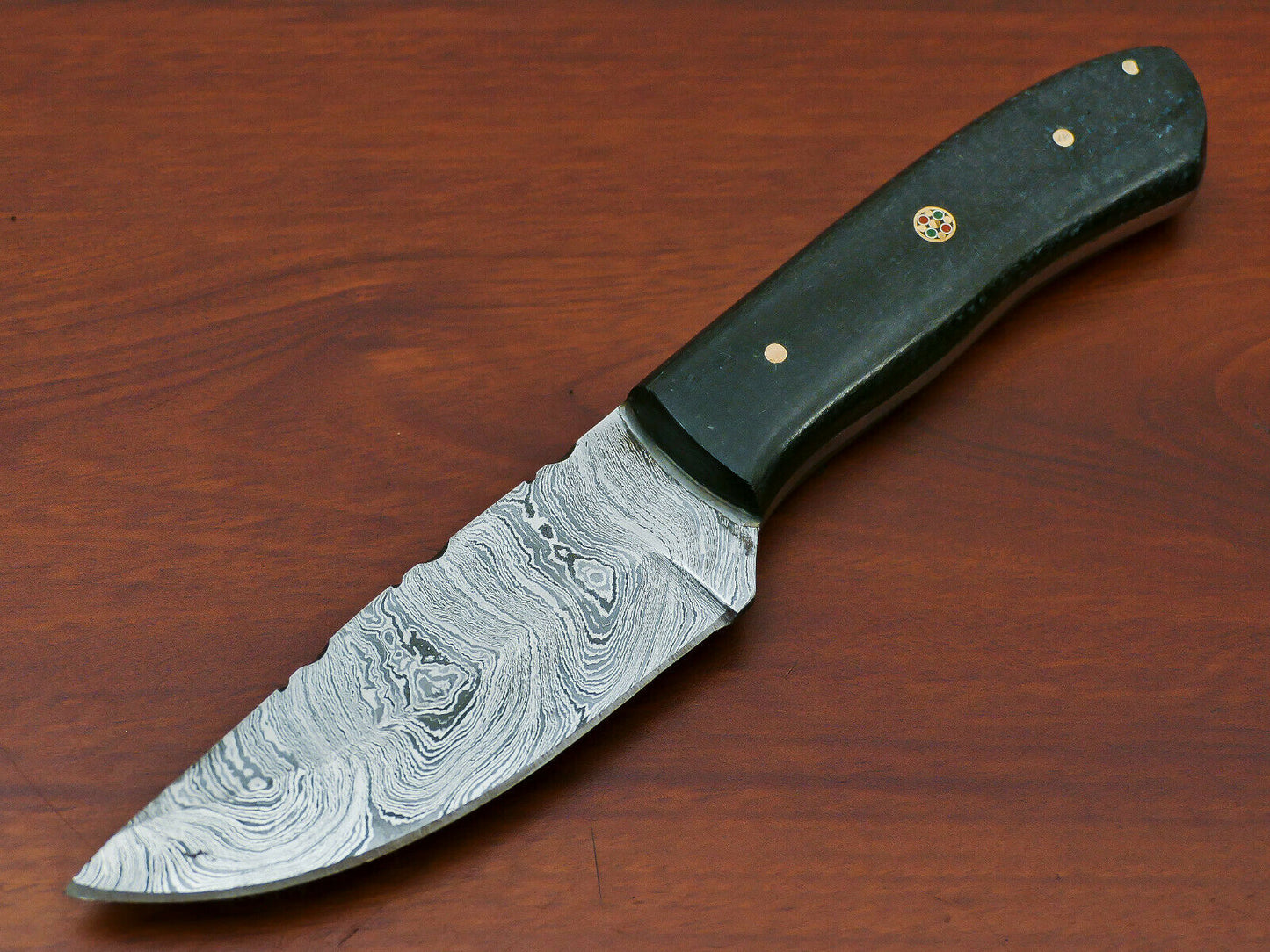 HS-818 Custom Handmade Damascus Skinner Knife With Micarta Sheet Handle
