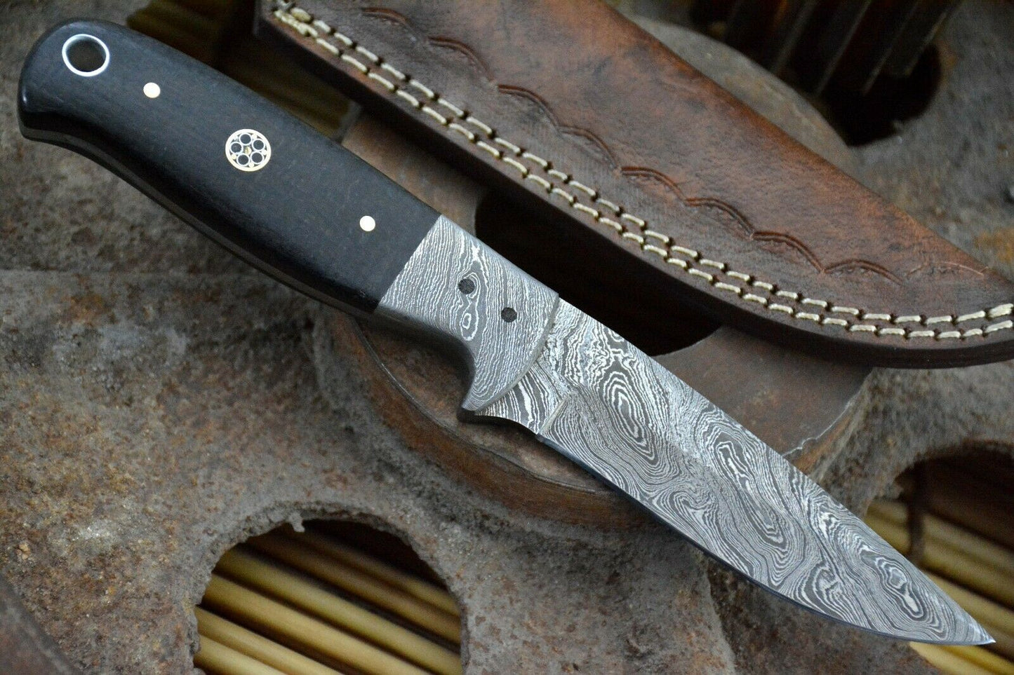 HS-847 Custom Handmade Damascus Skinner Knife With G-10 Micarta Handle