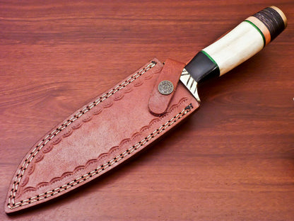 HS-526 Custom Handmade Damascus Hunting Knife Gut Hock Blade With Bone Handle