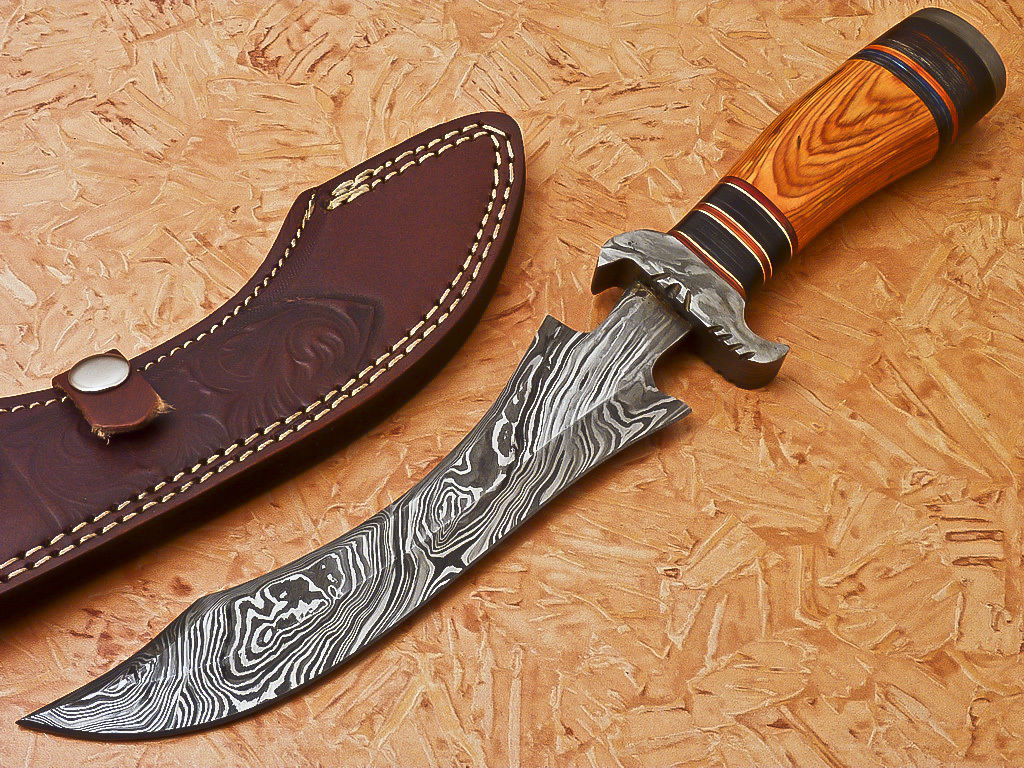 HS-546 Custom Handmade Damascus Hunting Knife With Hard Wood Handle