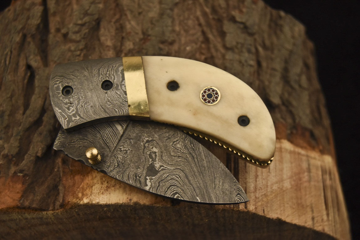 Handmade Damascus Mini Pocket Folding Knife