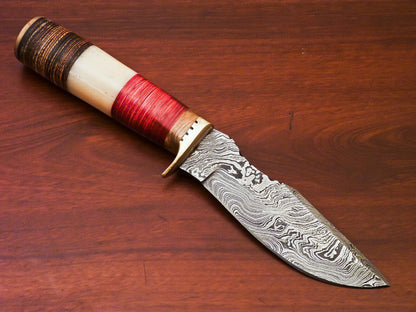 HS-520 Custom Handmade Damascus Hunting Blade Knife With Natural & Hard Wood Handle