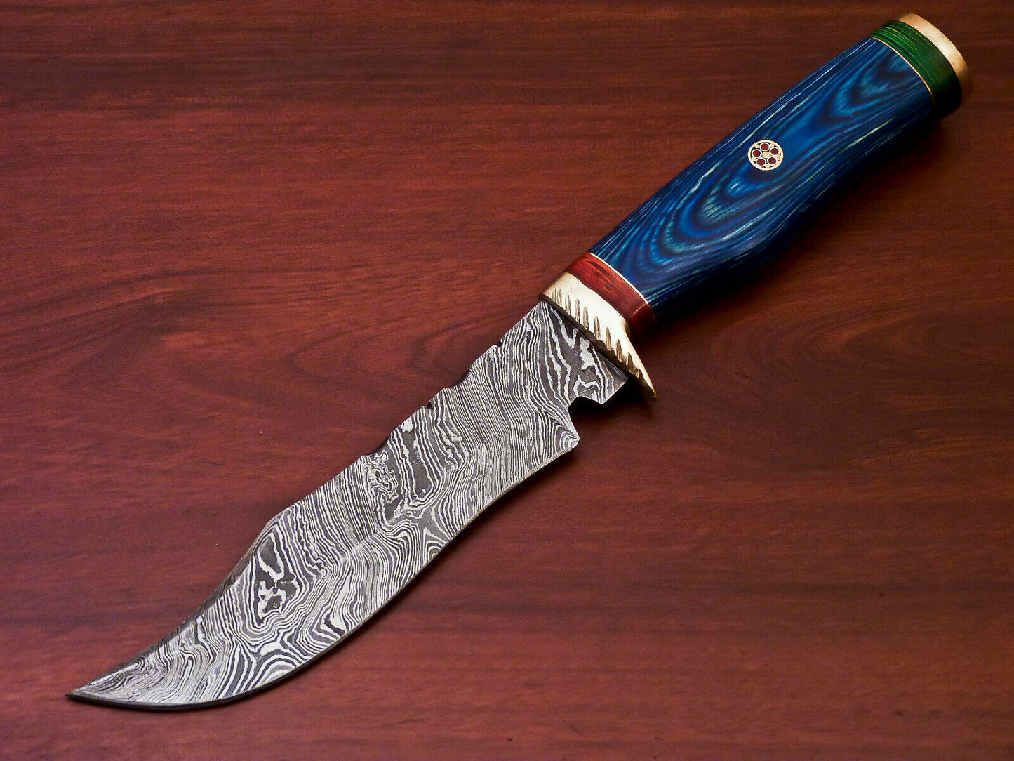 HS-510 Custom Handmade Damascus Hunting Knife With Hard Wood Handle