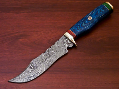 HS-510 Custom Handmade Damascus Hunting Knife With Hard Wood Handle