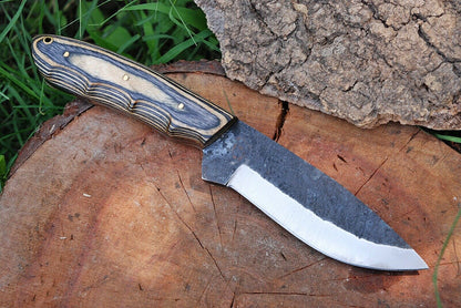 HS-427 | Custom Handmade Railroad Steel Hunting Knife - Beautiful Wood Sheet Handle