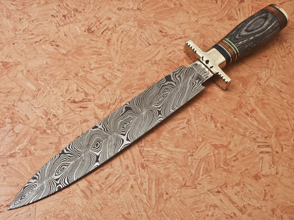HS-870 Custom Handmade Damascus Dagger Knife With Hard Wood Handle