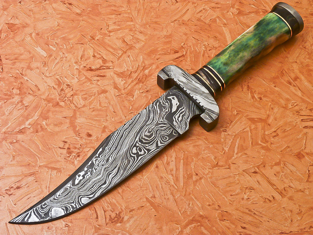 HS-541 Custom Handmade Damascus Hunting Knife With Hard Colored Bone Handle
