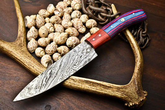 HS-282 Hand Made Damascus Steel Blade Chef Kitchen Full Tang Knife | Hard Wood